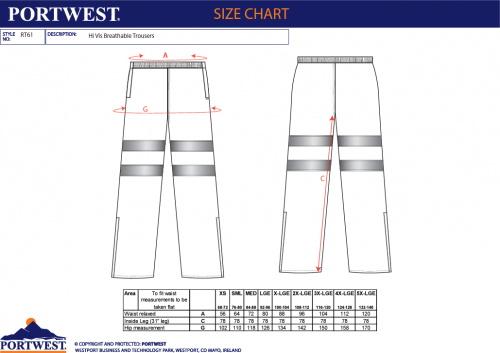 Pantaloni de ploaie Hi-Vis, respirabili, portocaliu, regular, Portwest